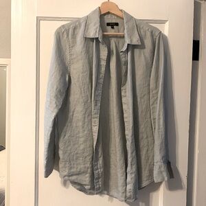 Quince Gray Mist European Linen Long Sleeve Shirt Button Front sz M Women's NWOT